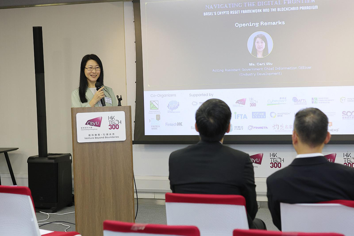 Ms Cari Wu, Acting Assistant Government Chief Information Officer (Industry Development), delivered opening remarks at the “Hong Kong FinTech Week Satellite Event”.