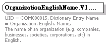 Data Structure Diagram for Organization. English. Name